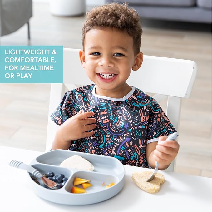 Bumkins Bibs - Toddler Bibs, Waterproof, Large for 1-3 Years, Short Sleeve-BubblyBeeBaby