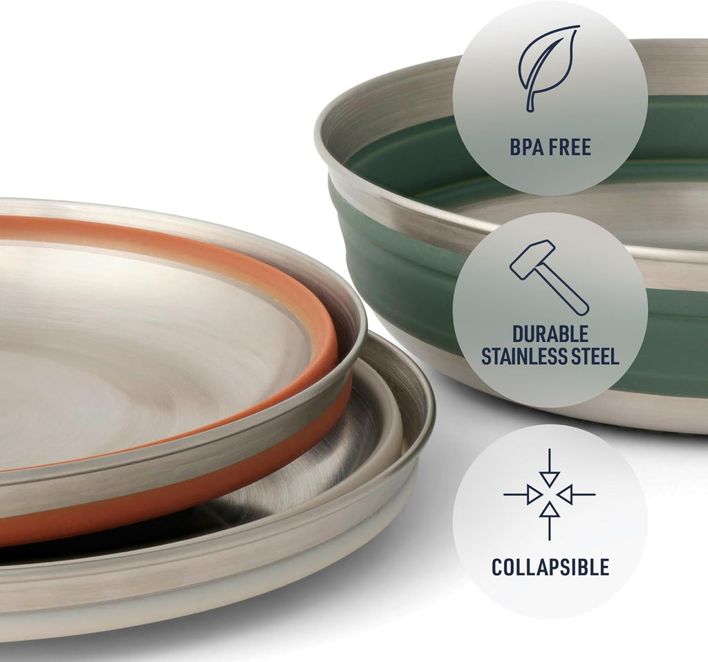 Sea to Summit Detour Stainless Steel Collapsible Bowl, Large (31 fl oz), Beluga Black