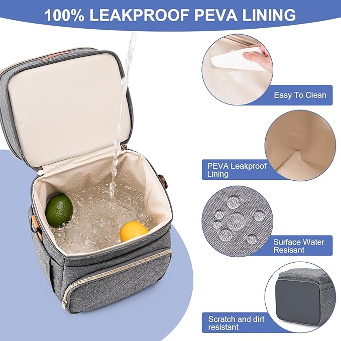 Insulated Breastmilk Cooler Bag with Ice Pack - Holds 6x9oz Bottles, Leakproof Double Layer, Baby Bottle Cooler Bag with Adjustable Strap for Nursing Moms, Daycare & Travel-BubblyBeeBaby