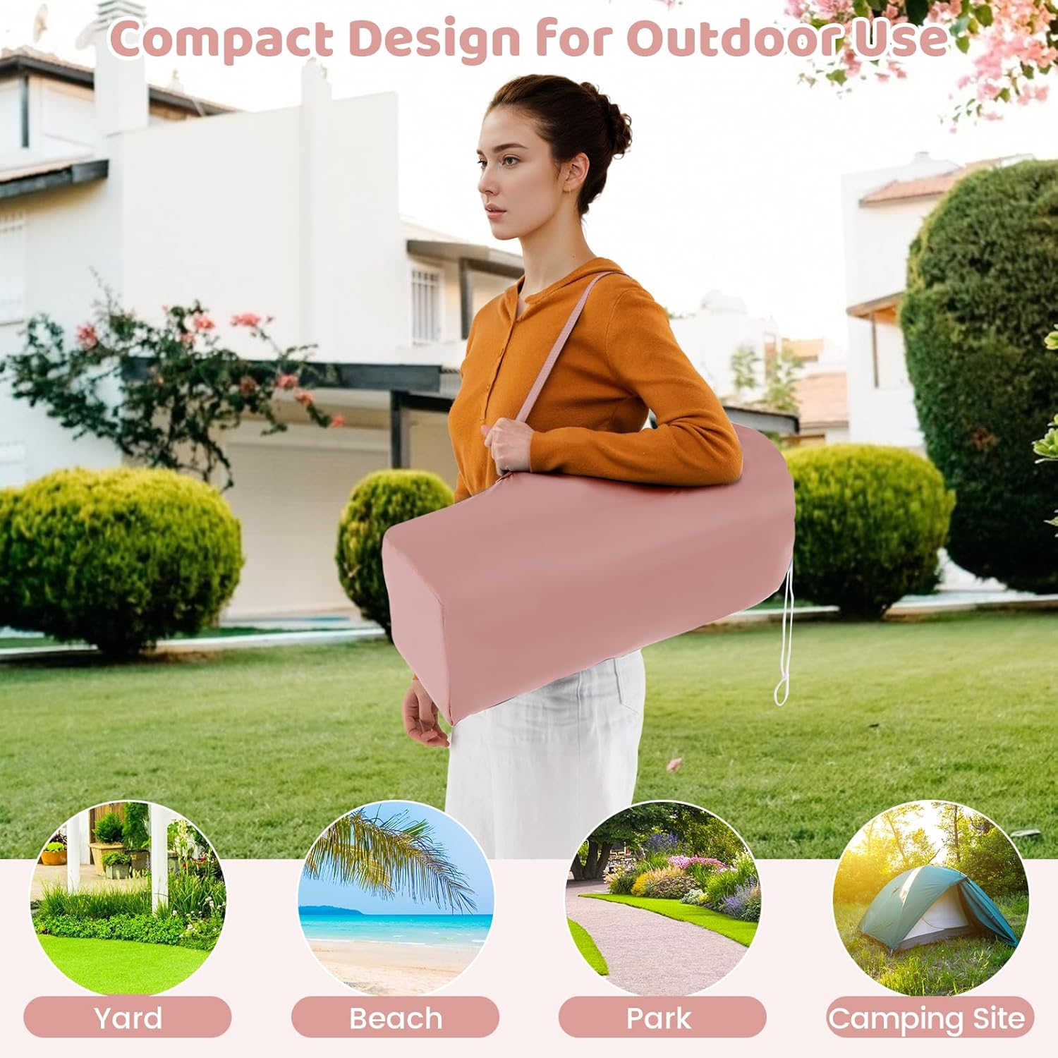 INFANS Baby High Chair, Foldable Portable Highchair for Babies and Toddlers with Travel Bag Adjustable Tray, 5 Point Harness, Compact Space Saver Infant Feeding Chair for Age 6-36 Months (Pink)