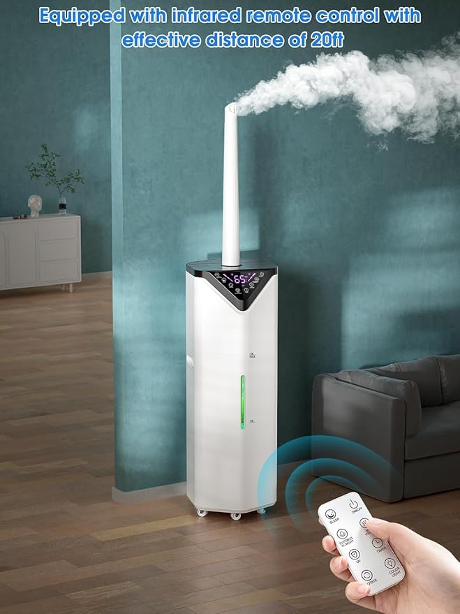 19L/5Gal Humidifiers for Bedroom Large Room 2800 sq ft, Quiet Humidifiers for Large Room, Floor Humidifier with 3 Mist Mode & Auto 180°Mist Tube for Home Whole House School Office Commercial Plants-BubblyBeeBaby