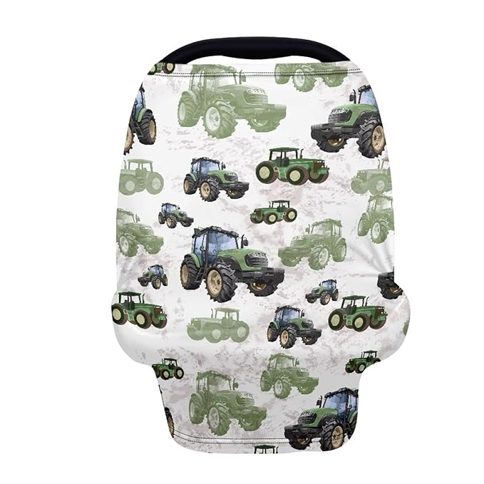 Binienty Womens Nursing Cover Breastfeeding Scarf, Truck Tractor Print Baby Car Seat Covers Multi Use Newborn Carrier/Stroller/Shopping Cart, Girl Boy Stroller Cover Gifts-BubblyBeeBaby
