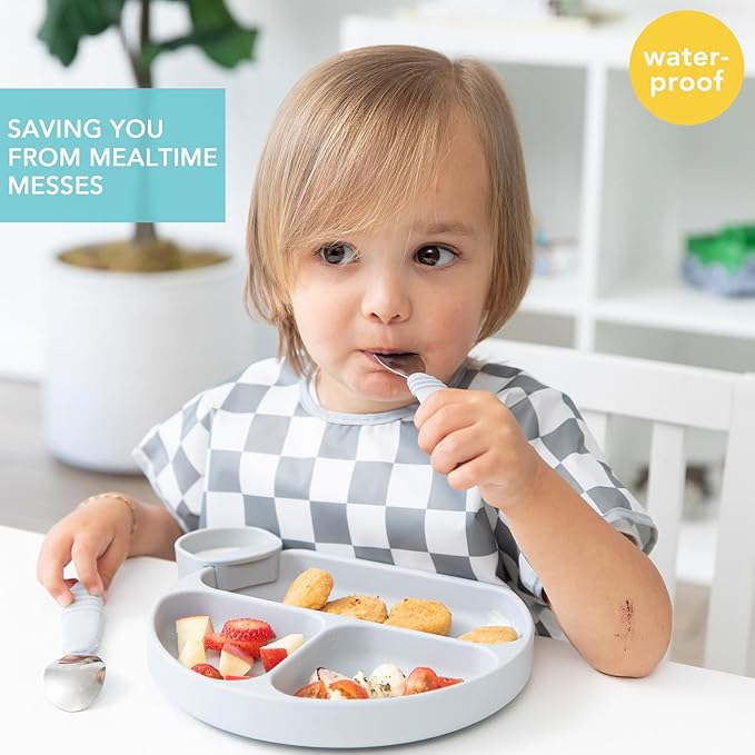 Bumkins Bibs - Toddler Bibs, Waterproof, Large for 1-3 Years, Short Sleeve-BubblyBeeBaby