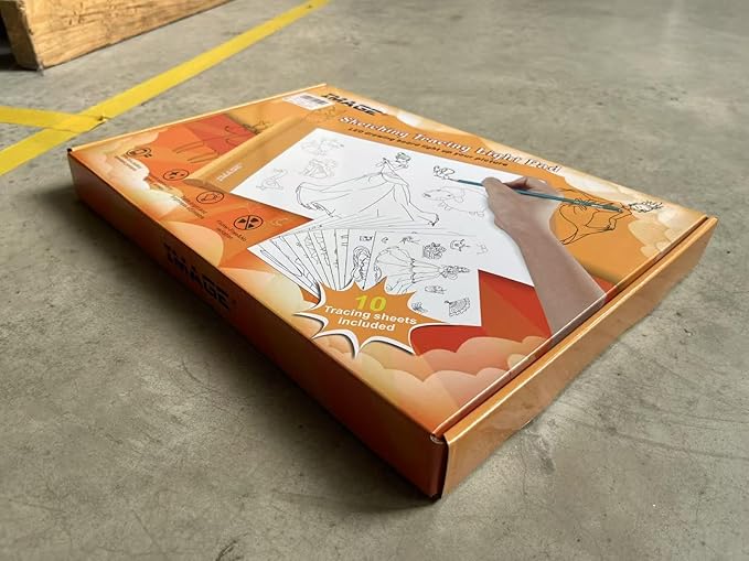 IMAGE Light Up Tracing Pad Orange Drawing Tablet Coloring Board for Kids Children Toy Gift for Girls Boy (Includes 10 Traceable Sheets and Two Clips)-BubblyBeeBaby