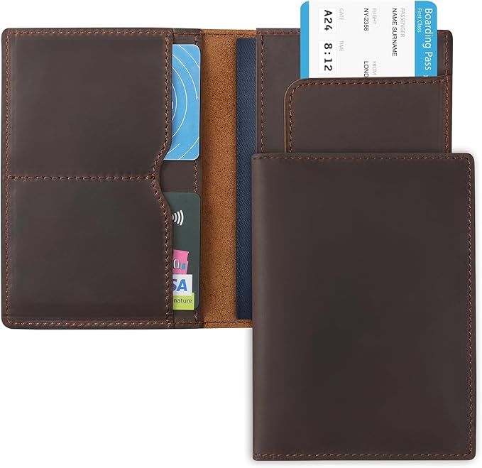 Jack&Chris Leather Passport Holder, Handmade Passport cover, Travel Wallet Cover Case for Men and Women, Leather Travel Documents Organizer Protector, JC107-BubblyBeeBaby