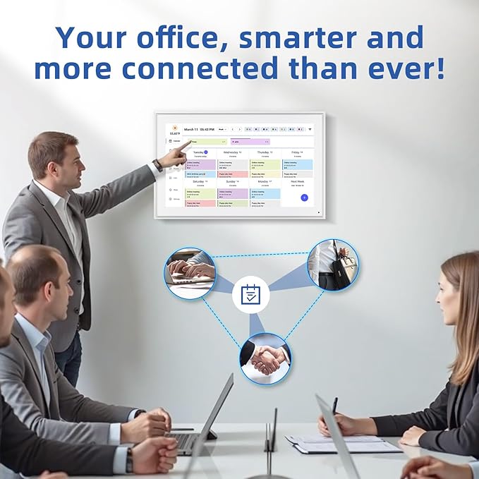 21.5 Inch Digital Calendar, Electronic Chore Chart, Smart Weekly and Monthly Planner 1920 * 1080P IPS Touchscreen Wall and Desk Calendar for Family Schedules, White-BubblyBeeBaby