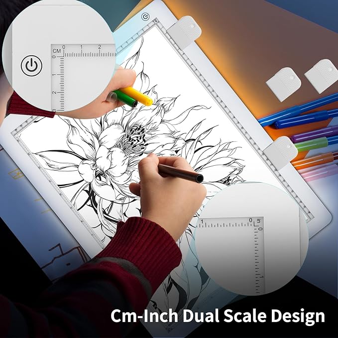 A4 LED Light Box for Tracing, elice Artist Drawing Lightbox Light Table Light Pad Light Copy Board, Up to 8000 Lux Super Bright Lightpad for Cricut Weeding Vinyl, Diamond Painting, Sketching (White)-BubblyBeeBaby