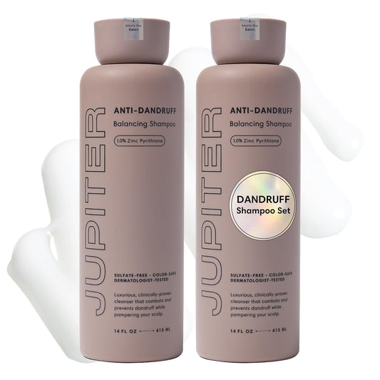 Jupiter Balancing Anti Dandruff Shampoo Duo, for Women & Men, Physician-Formulated for Flaky, Itchy, Oily, Dry Scalp, & Paraben-Free, Anti-Dandruff Shampoo with Zinc, 2 pack, 14 fl oz ea