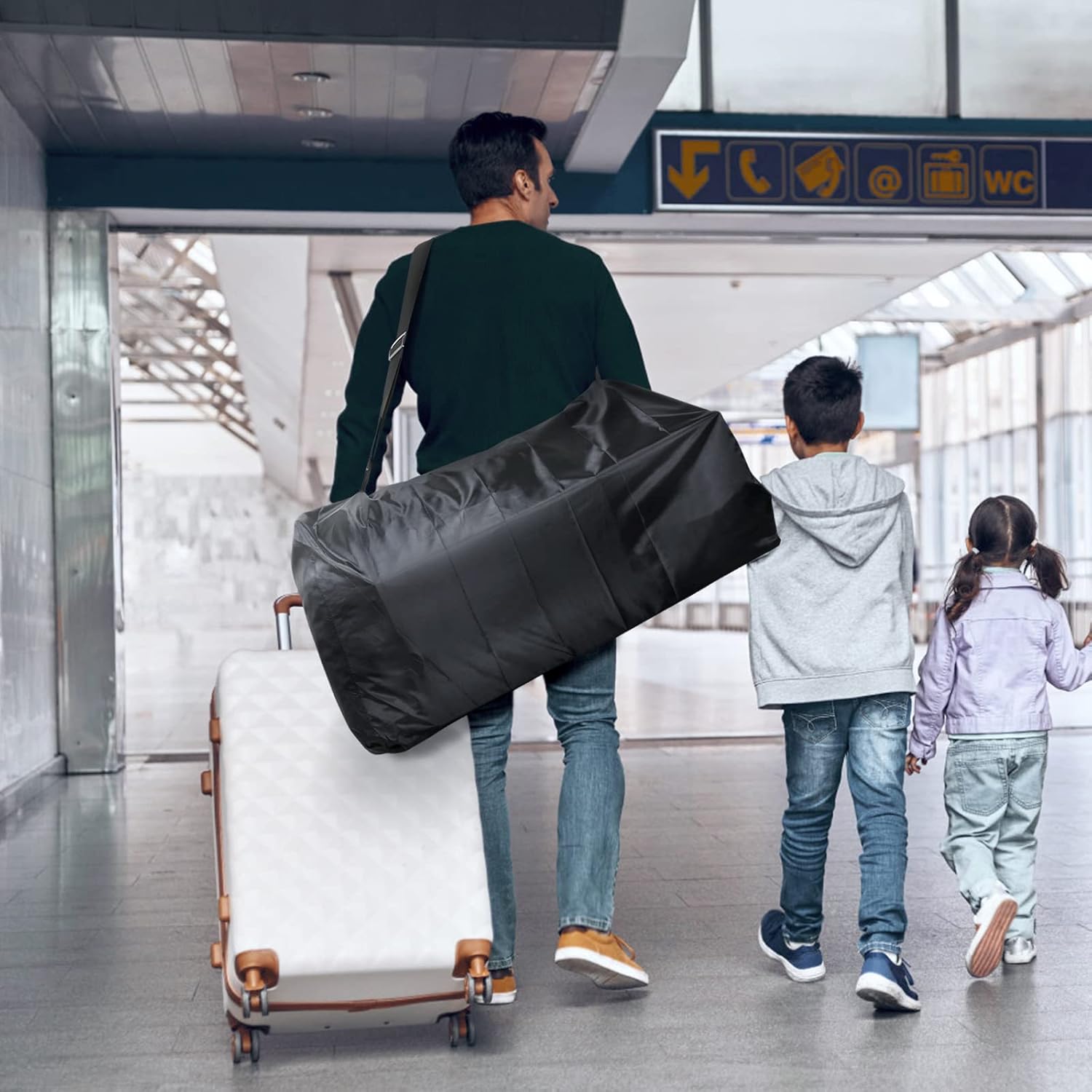 LIHAO Stroller Travel Bag, Gate Check Bag for Car Seat, Waterproof Travel Carry Bag, 600D Oxford, Black