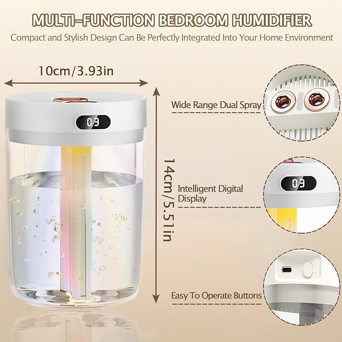 Humidifiers for Bedroom,Cool Mist Humidifiers Room Humidifier Colorful Breathing Light Silent Humidifier USB personal desktop humidifier, for baby bedroom travel office home-BubblyBeeBaby