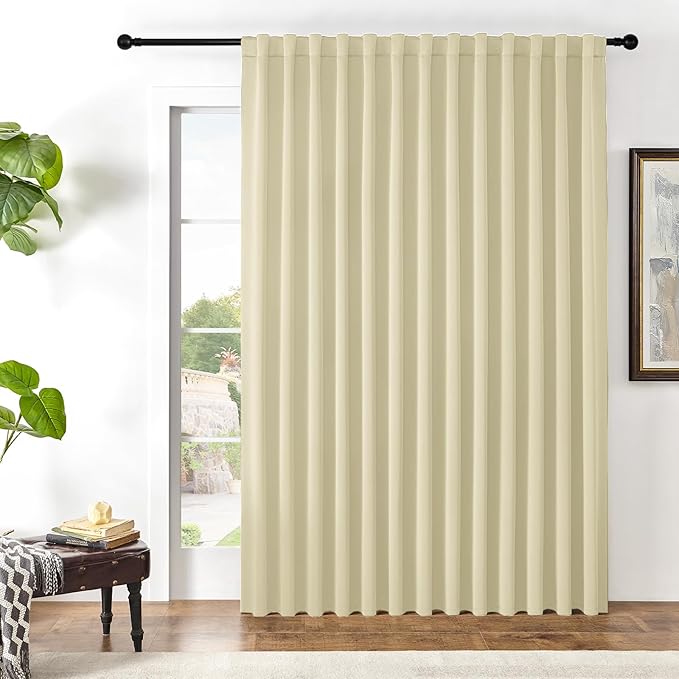 Joydeco Custom Blackout Curtains for Bedroom, 1 Panel Room Darkening Curtains & Drapes for Living Room Window Rod Pocket Back Tab (Custom Size,Light Beige)-BubblyBeeBaby