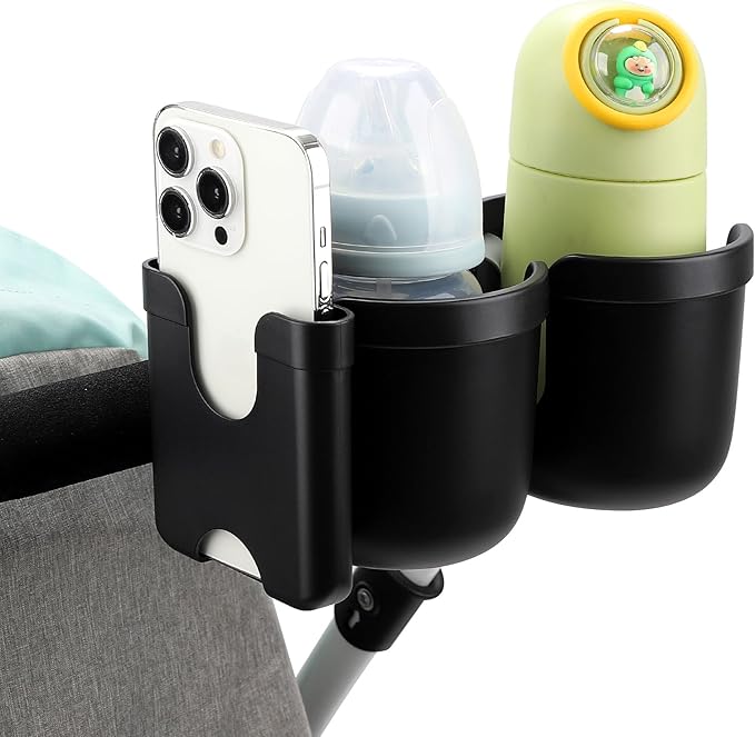 Accmor Stroller Cup Holder with Phone Holder, Bike Cup Holder, Universal Cup Holder for Uppababy Nuna Doona Strollers, 2-in-1 Cup Phone Holder for Stroller, Bike, Wheelchair, Walker, Scooter-BubblyBeeBaby