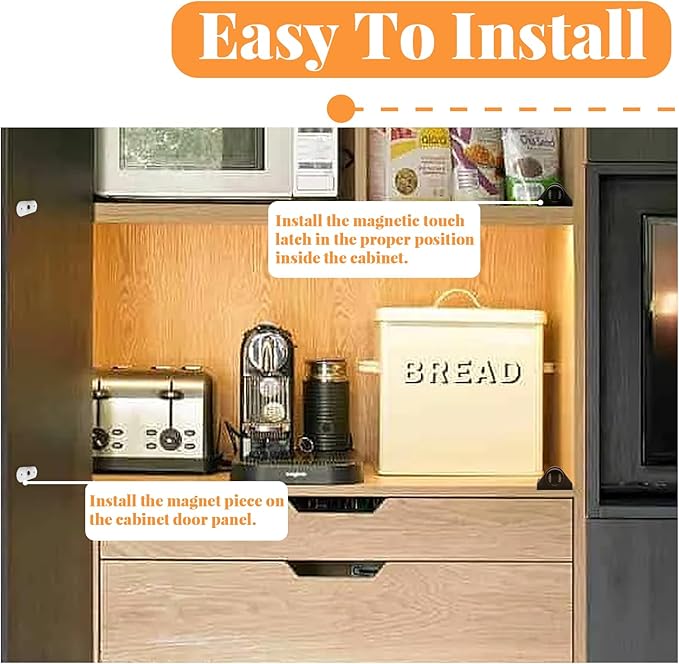 2 Pack Cabinet Magnetic Touch Latch, Push to Open Catches Magnet Push Release Latches Hardware for Kitchen Cabinet Drawer Cupboard Closet Door (Brown)-BubblyBeeBaby