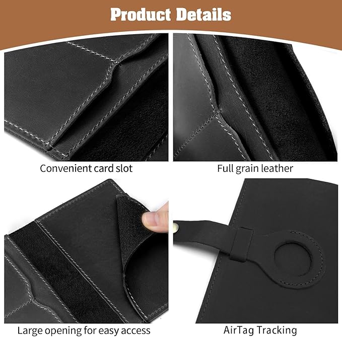 Jack&Chris Genuine Leather Passport Holder for Travel, RFID Blocking Handmade Passport Holder with Card Case Organized & Safe, Quality Travel Essentials for Women and Men for Gifting, Black-BubblyBeeBaby