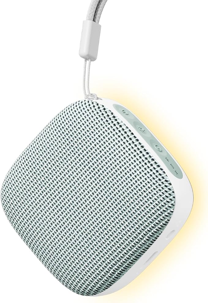 Portable Sound Machine with Night Light, White Noise Sound Machine for Sleeping, 20 Soothing Sounds, Headphone Jack,Long-Lasting Power, Timer, Mini White Noise Machine for Travel Home and Office,Green-BubblyBeeBaby