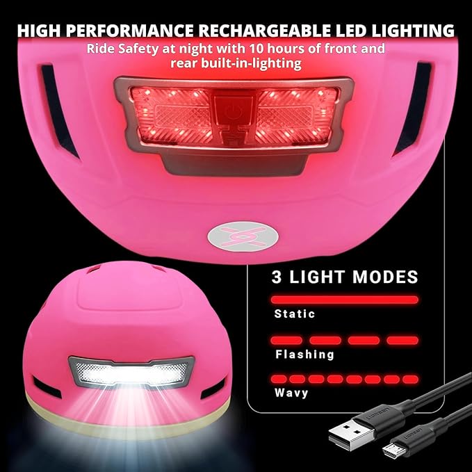 Kid Bike Helmets for Boys and Girls | Fit Head 51-54cm Circumference | CPSC & NTA-8776 Dual Certified | Multi-Sport Helmets with LED Lights, Magnetic Buckle, Detachable Visor-BubblyBeeBaby