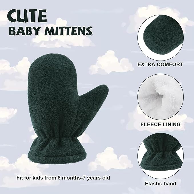 BAVST Baby Toddler Winter Mittens Girls Warm Fleece Lined Gloves Kids Sherpa Lined Mittens for Boys-BubblyBeeBaby