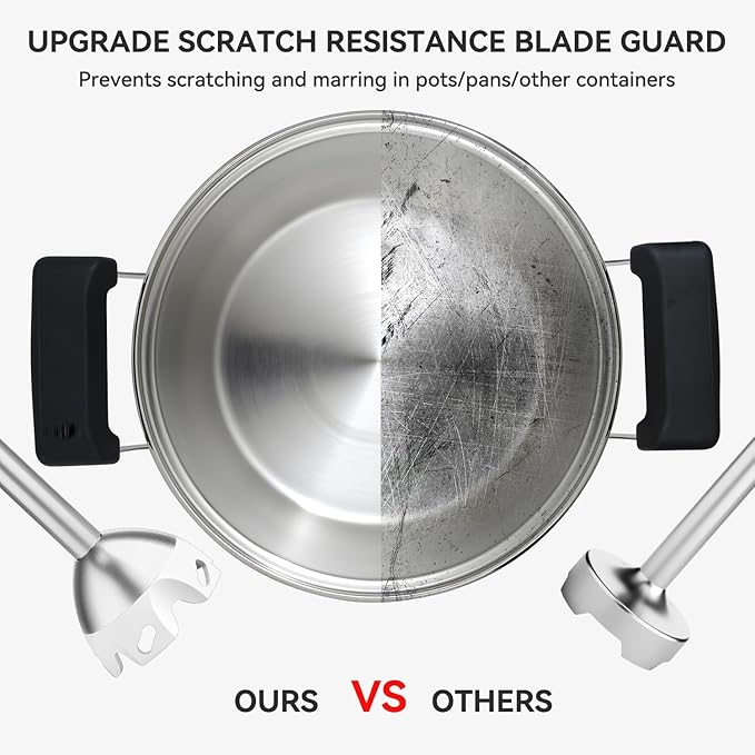 Immersion Blender Handheld 5 in 1 Hand Blender, 1000W Hand Mixer Stick, BPA-Free 12 Speed Handheld Blender with Mixing Beaker, Chopper, Whisk and Milk Frother for Soup, Sauce, Baby Food (White)-BubblyBeeBaby