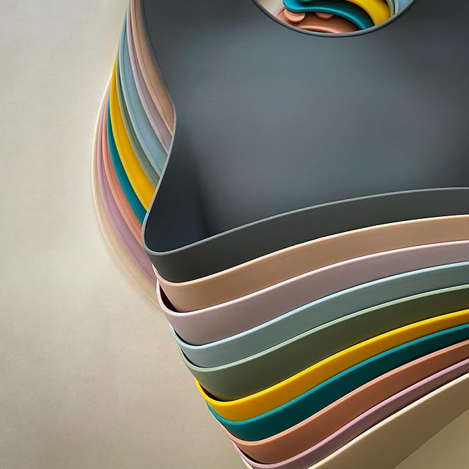 Moonkie Silicone Baby Bibs Set Of 2 | BPA Free Waterproof | Soft Flexible Adjustable Silicone Bibs for Babies & Toddlers(Tradewinds/Sage)-BubblyBeeBaby