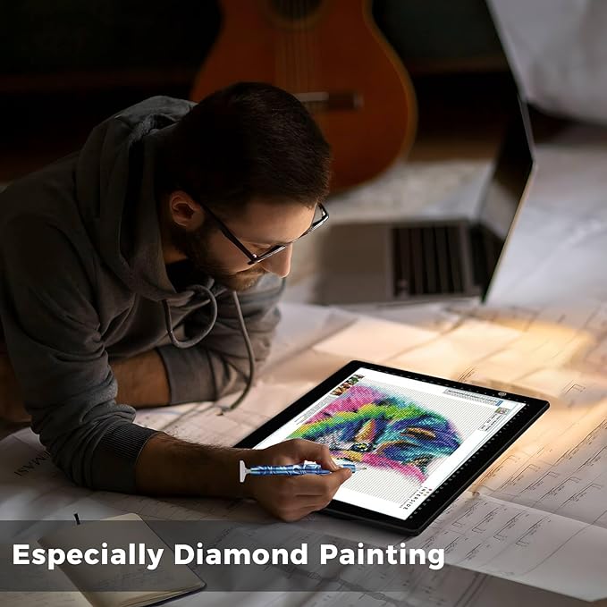 HIUKCOLED A4 Light Tracing Box with 4 Pcs Clips, Stepless Adjustable Brightness Ultra-Thin Light Pad, USB Powered LED Light Board for Drawing,Diamond Painting,Sketching,Animation,X-Ray,Sand Painting-BubblyBeeBaby