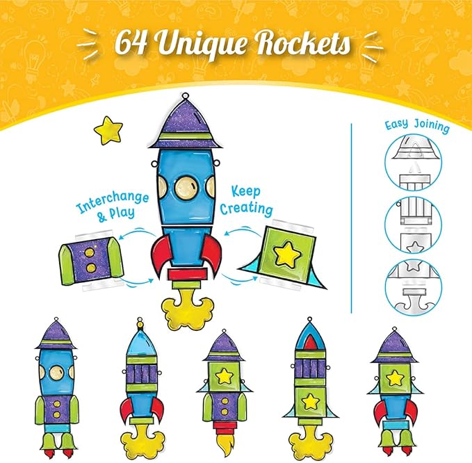 Imagimake Window Art for Kids - Rocket | Suncatcher Kits for Kids, Arts and Crafts for Ages 6-8 | Birthday Gifts for 5 6 7 8 9 10 11 12 Years Old Boys & Girls-BubblyBeeBaby