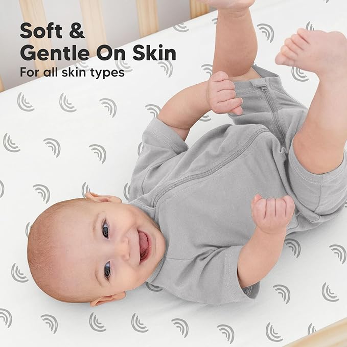 KeaBabies 2-Pack Organic Crib Sheets for Boys, Girls - 52x28 Fitted Crib Mattress Sheet Neutral, Breathable Jersey Cotton Cover for Baby Bed, Toddler Mattress, Soft & Cute Prints (Rainbow)-BubblyBeeBaby