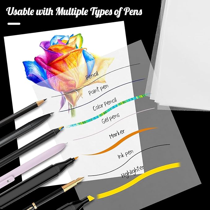 120 Sheets 8.5”x 11” Tracing Paper for Drawing Pad Book Sketchbook Coloring Painting, 25 lb/41gsm, Loose Translucent Vellum Paper Trace Tracing Paper for Sketching, Overlaying-BubblyBeeBaby
