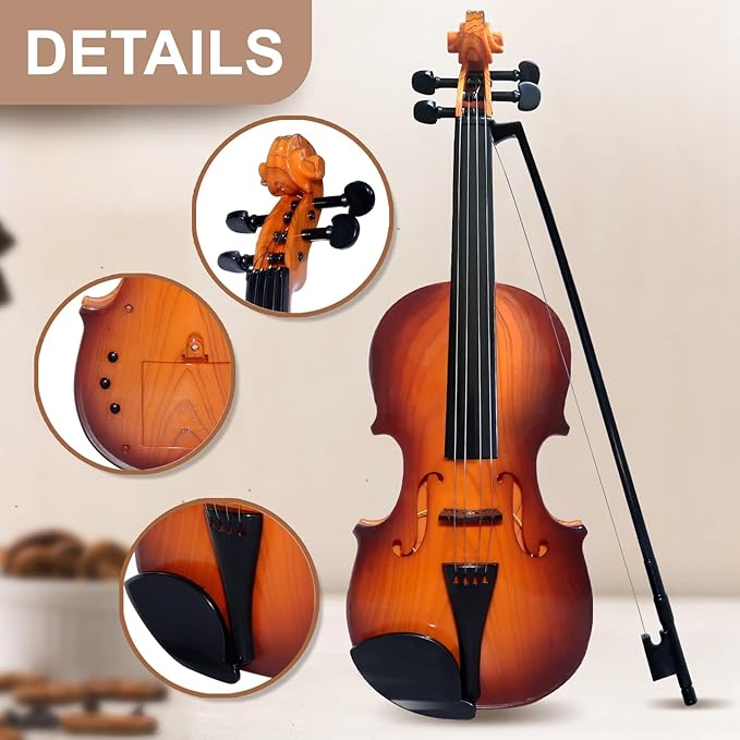 16 Inch Violin Toy for Kids, 4 Strings Violin Toys Musical Instruments for Children,Multifunctional Portable Electronic Instrument-BubblyBeeBaby