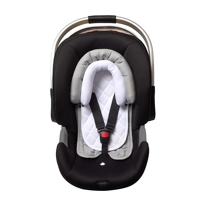 Pro Goleem Infant Car Seat Insert, Babybody Support for Toddler, Soft Minky Preemie Car Seat Insert, 2-in-1 Reversible, Perfect for Carseats, Strollers, Swings, White and Grey-BubblyBeeBaby