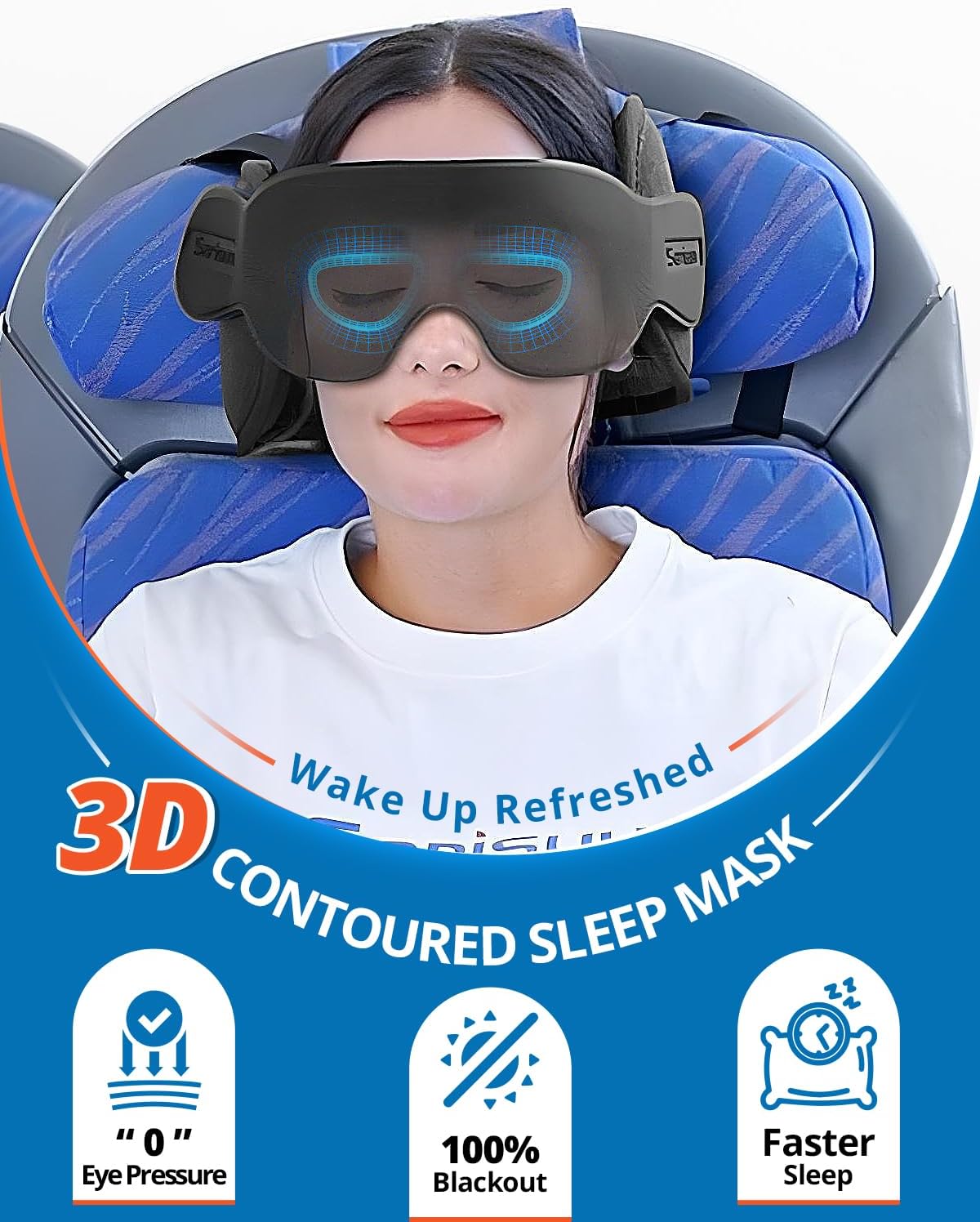 Travel Pillow Combo with Chin Strap, Airplane Pillows with 3D Eye Mask for Sleeping, 360° Support Plane Head Strap for All Plane Seats, Long Flights Essentials, Stop Bobblehead, Pink