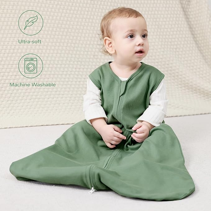 JELLYMONI Baby Sleep Sack 12-18 Months 100% Cotton Wearable Blanket, 0.5 TOG Soft Lightweight Toddler Sleeping Sack 3 Pack 2-Way Zipper Newborn Sleep Sacks-BubblyBeeBaby