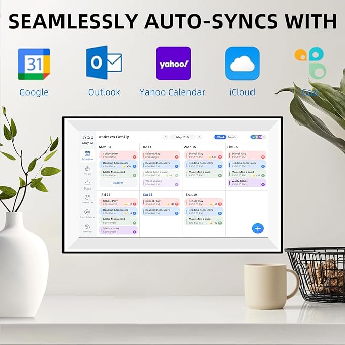15.6" Digital Calendar Wall Planner,Touchscreen Interactive Display for Family Schedules, Achievement Rewards, Meal Planning,Digital Picture Frame, FHD 1080p Wall-Mountable Home Hub-BubblyBeeBaby