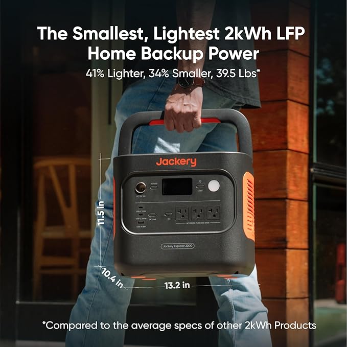 Jackery Explorer 2000 v2 Portable Power Station with Low Temperature Resistant Bag, 2042Wh/2200W LiFePo4 Battery, USB-C 100W Fast Charging for Extreme Cold Condition(-40°F), Power Outages, Emergencies-BubblyBeeBaby