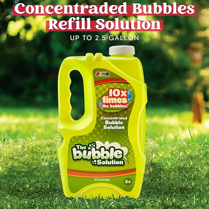 JOYIN 32 oz Bubble Solution Refills (Close to 1L/ 2.5 Gallon), Concentrated Solution for Bubble Machine, Wands, Blower, Easter (Yellow)-BubblyBeeBaby
