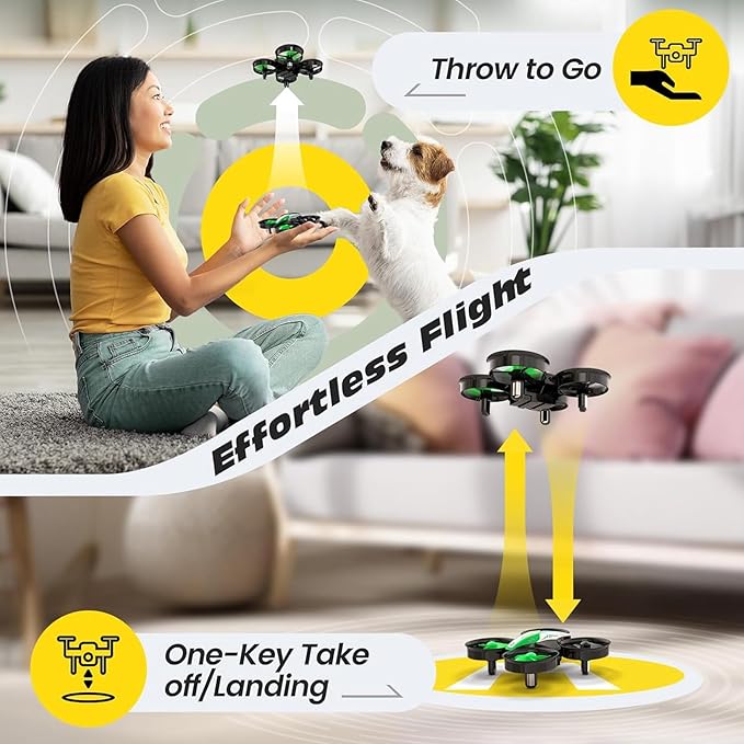 Holy Stone Mini Drone for Kids and Beginners, Indoor Outdoor Quadcopter Plane for Boys Girls with Auto Hover, 3D Flips, 3 Batteries, Headless Mode, Great Gift Toy for Boys and Girls, HS210 Green-BubblyBeeBaby