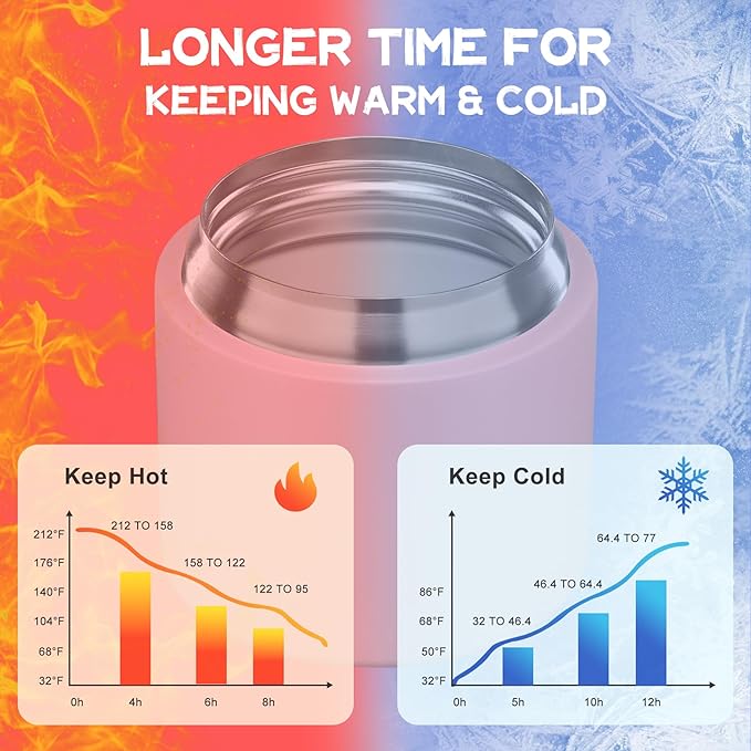 2 - in - 1 Soup Thermo for Hot Food 14oz with Snack Box Container Leak Proof Insulated Lunch Container Kids and Adults Stainless Steel Double Wall Vacuum Wide-mouth Thermal with Spoon and Handle-BubblyBeeBaby