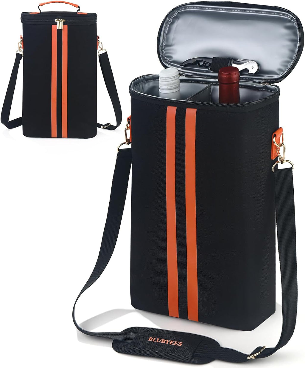 2-Bottle Insulated Wine Carrier Tote - Leakproof Padded 900D Oxford Wine Cooler Bag for Travel, Picnics, Beach & Parties - Ideal Wine Gift for Wine Lovers