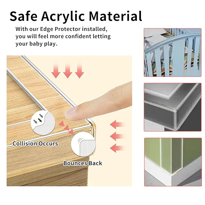 1.57 in x 9.84 FT,Corner Protector Baby,Clear Edge Protector Strip,Sharp Edge Wrap Cover Tape,Self Adhesive Protective Bumper Guards for Cabinet Door,Desk,Glass Table,Bed Furniture and Wall-BubblyBeeBaby