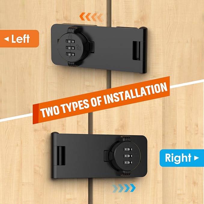 Keyless Cabinet Lock with Combination, Locker Code Lock with 3-Digit Combination, Security Door Lock for Drawers, Lockers, Bifold Doors, Small Doors, Closets, Refrigerators (Black-1pc)-BubblyBeeBaby