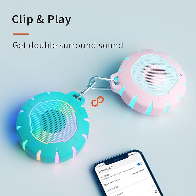 HEYSONG Waterproof Shower Bluetooth Speaker, Durable & Portable with Clear Sound, Ideal for Shower, Pool, Beach & Kayaking – Great Gift for Girls, Women & Men-BubblyBeeBaby