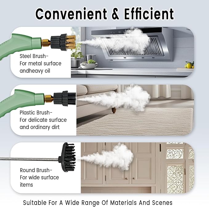 2500W Handheld Steam Cleaner,Portable Car Steamer For Auto Detailing,High-Temperature and Pressure Steam Cleaner For Home, Steam Cleaning Machine for Furniture,Kitchen,Grout,Floor,Tile (7-Green)-BubblyBeeBaby