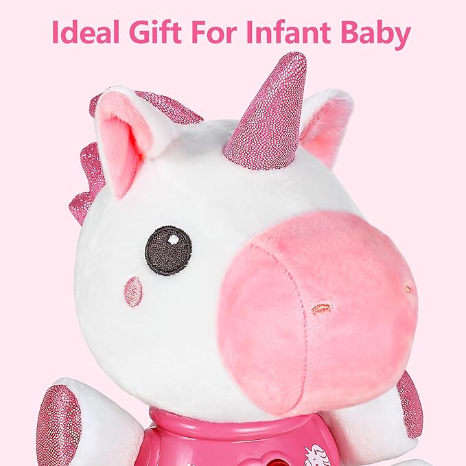 iPlay, iLearn Baby Unicorn Musical Toys, Newborn Girls Gift, Soft Unicorn Plush Stuffed Animal, Infant Light Music Time, 1st Birthday Shower Gift Stuffers for 0 1 2 3 6 9 12 18 Month 1-3 Yrs Toddlers-BubblyBeeBaby
