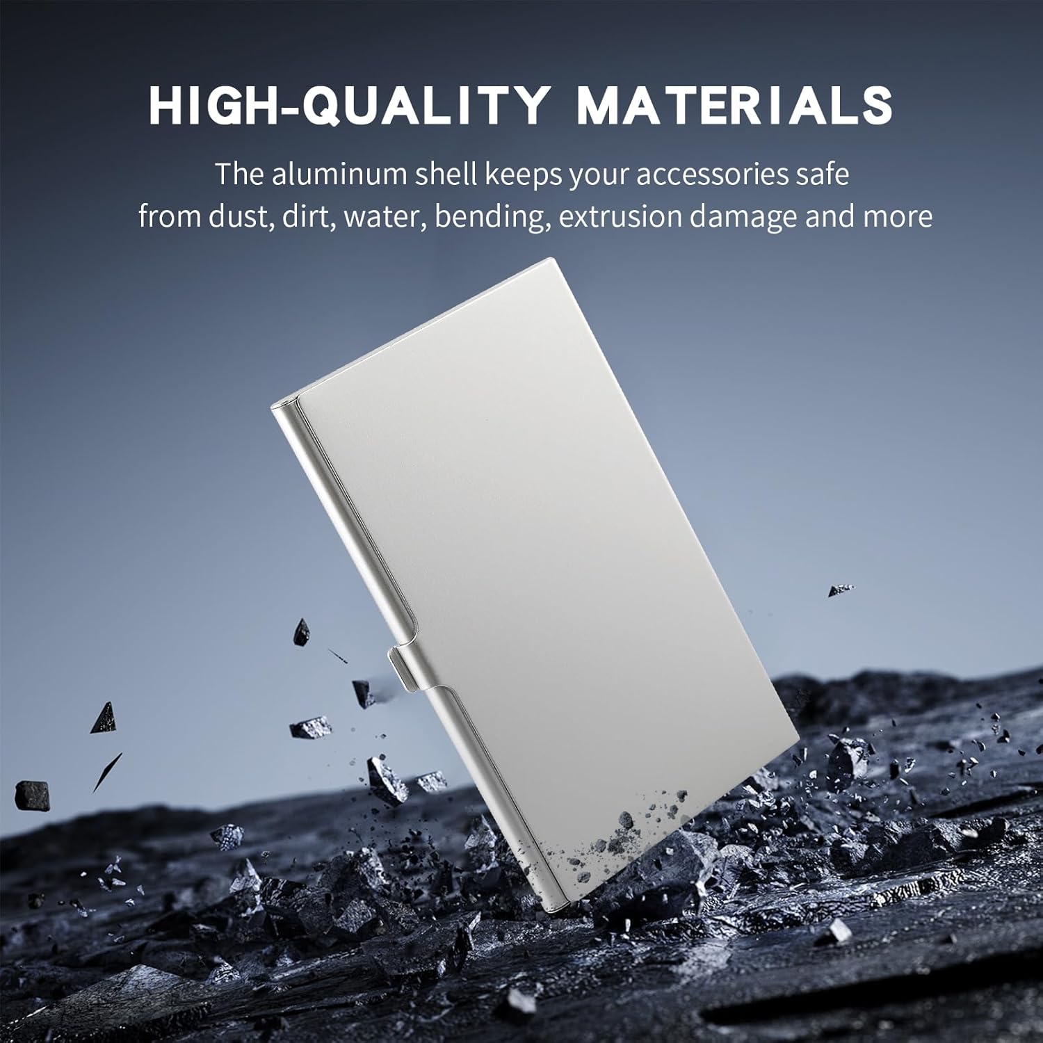 Aluminum SD Card Case, 6Slots Ultrathin SD Card Holder, Memory Card Storage Holder, Fit for 2 SD Card, 4 Micro SD Card, Silver