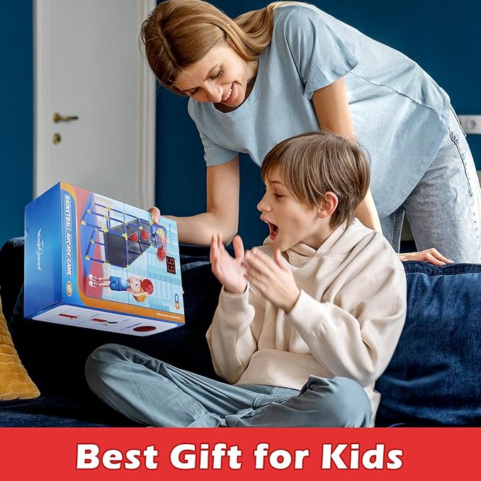 Kids Basketball Hoop Arcade Game W/Electronic Scoreboard Cheer Sound, Basketball Hoop Indoor Outdoor W/4 Balls, Basketball Game Toys Gifts for Kids 3-6 5-7 8-12 Toddlers Boys Girls-BubblyBeeBaby