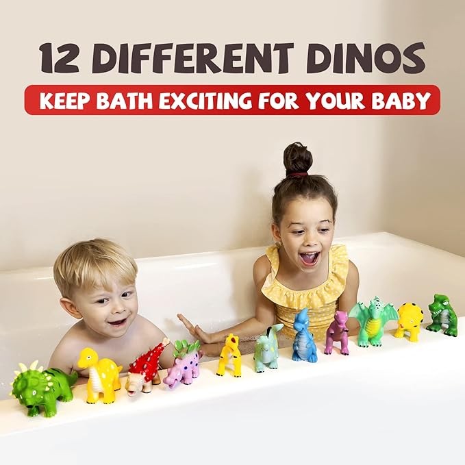 Hely Cancy Dinosaur Bath Toys - No Hole Bath Toys for Kids,Baby Bath Toys for Shower Water Pool Toys-BubblyBeeBaby