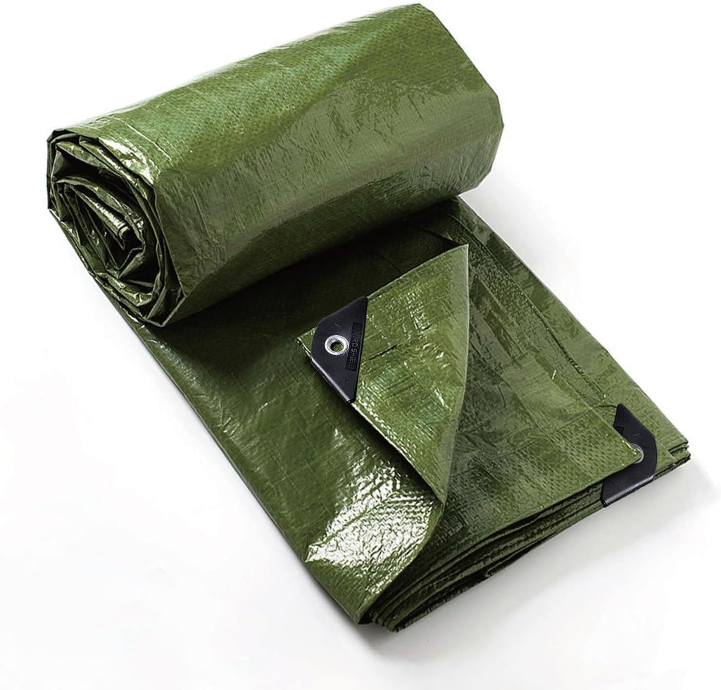 GUARD SHIELD Tarp Green 15x15 Feet Multi Purpose Waterproof Poly Tarp Cover 5mil