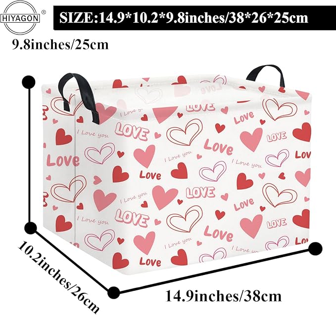 HIYAGON Rectangular Valentines Gift Basket - Pink Love Room Decor-BubblyBeeBaby