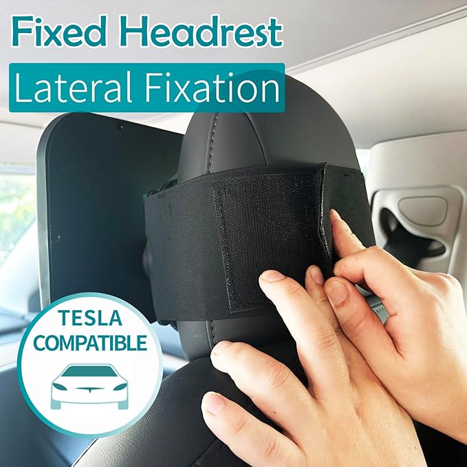 Funbliss Fixed Headrest Baby Car Mirror, Car Mirror for Baby Compatible with Tesla and other vehicles,360° Rotation, Shatterproof Plastic, No Assembly Required-BubblyBeeBaby