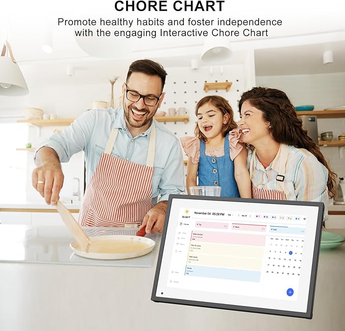 10.1 Inch Smart Digital Calendar Planner & Chore Chart, IPS HD Touchscreen Interactive Display for Family Schedules, Built-in Digital Picture Frames Function - Streamline Household Organization-BubblyBeeBaby