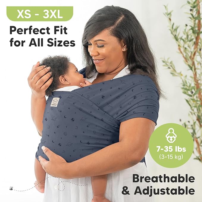 KeaBabies Baby Wrap Carrier - All in 1 Original Baby Carrier Newborn to Toddler Sling, Easy to Wear, Hands Free Bonding, Lightweight, Breathable Infant Wraps (Planets)-BubblyBeeBaby